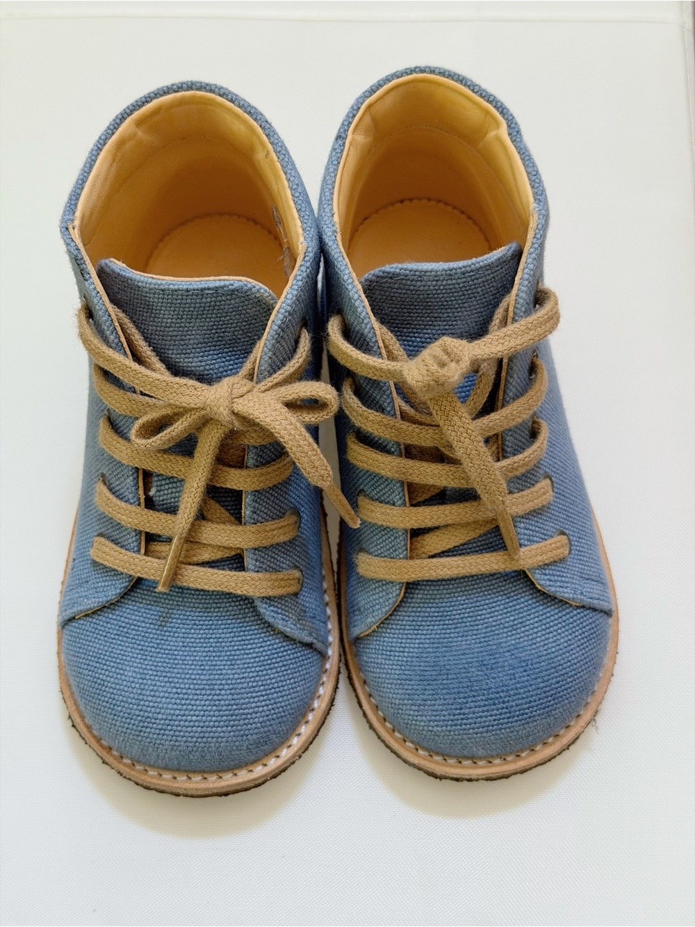 Angulus Kids Blue Canvas Boots with Tan Laces